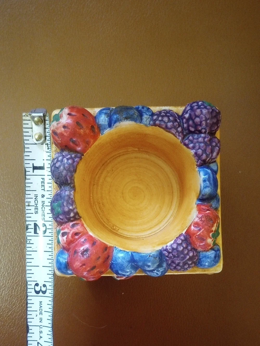 Strawberry & Floral Votive Candle Holder. Red Blue Purple Green White Tan
